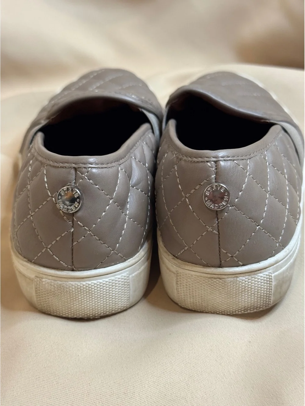 Steve Madden Taupe Quilted Slip-On Sneakers